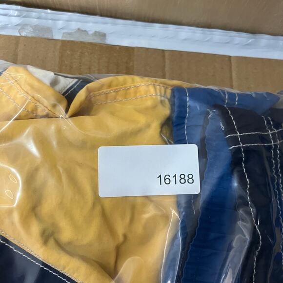 Nautica Swim Trunks Mens Size XXL Colorblock Navy Blue Yellow Mesh Lined Shorts - Picture 9 of 9